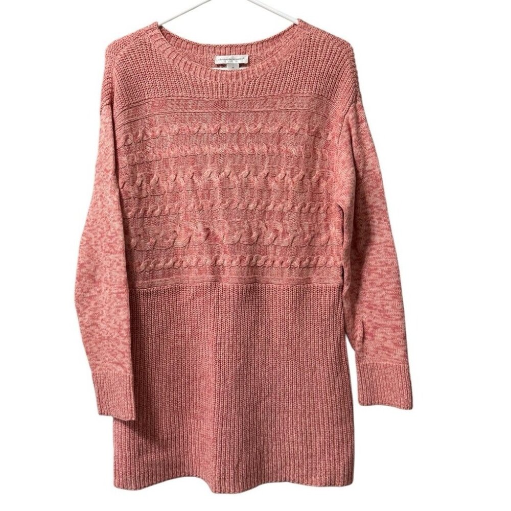 Christopher & Bank Women Pink Sweater Ribbed Knit Long Sleeve Size Medium Cotton